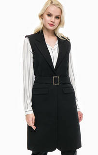 Удлиненный черный жилет с ремнем Selected