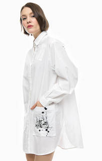 Белое хлопковое платье-рубашка Diesel