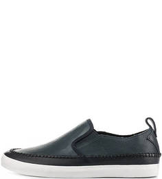 Кожаные слипоны синего цвета Clarks