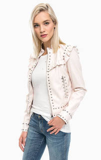 Бежевая куртка с оборками на плечах Guess