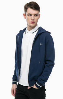 Синяя хлопковая толстовка с капюшоном Fred Perry