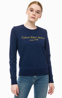 Синий свитшот с вышивкой Calvin Klein Jeans