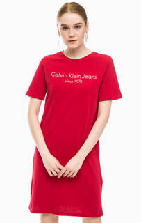 Платье с вышитым логотипом бренда Calvin Klein Jeans