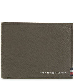 Кожаное портмоне цвета хаки Tommy Hilfiger