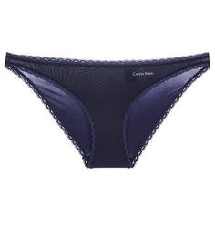 Синие трусы-слипы с кружевной отделкой Calvin Klein