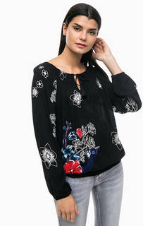 Черная блуза с длинными рукавами Desigual