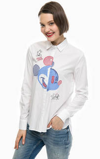 Белая хлопковая рубашка свободного кроя Desigual