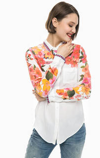 Белая рубашка с цветочным принтом Desigual