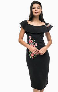 Черное платье-футляр с вышивкой Desigual