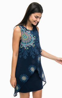 Синее платье средней длины Desigual