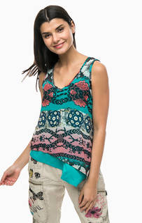 Разноцветный топ с цветочным принтом Desigual