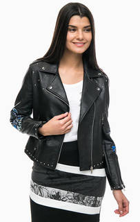 Черная куртка косуха с металлическим декором Desigual