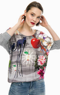 Разноцветная футболка с декором из страз Desigual