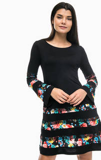 Черное платье с длинными рукавами Desigual