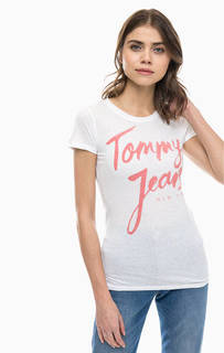 Хлопковая футболка с контрастным принтом Tommy Jeans