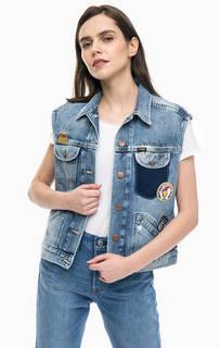 Джинсовый жилет с нашивками Wrangler