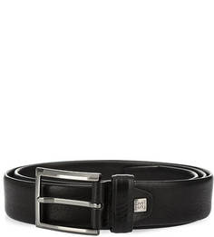 Черный кожаный ремень в классическом стиле Sergio Belotti