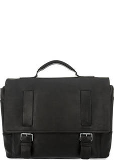 Вместительная кожаная сумка с откидным клапаном Strellson