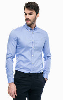Синяя приталенная рубашка с карманом Drykorn
