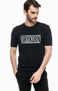 Хлопковая футболка с логотипом бренда Drykorn