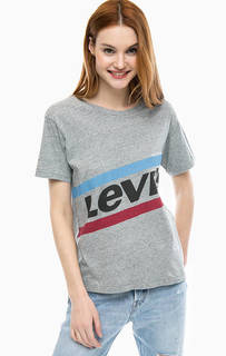 Серая хлопковая футболка с принтом Graphic Boyfriend Tee Levis®