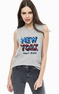 Хлопковый топ с отделкой пайетками Tommy Jeans
