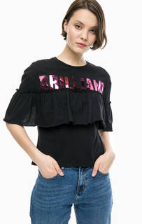 Черная футболка с контрастным принтом Only