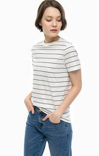 Хлопковая футболка в полоску Selected