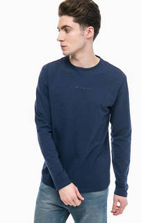 Синяя хлопковая футболка с принтом Gas