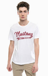 Белая хлопковая футболка с принтом Mustang