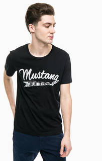 Черная хлопковая футболка с принтом Mustang