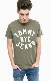 Футболка цвета хаки с принтом Tommy Jeans