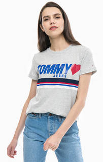 Серая футболка с принтом Tommy Jeans
