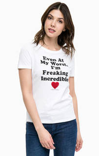 Белая хлопковая футболка с короткими рукавами Only