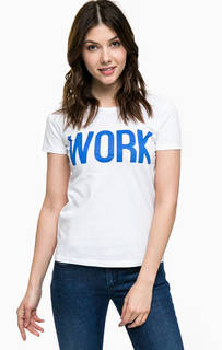 Белая хлопковая футболка с принтом Only