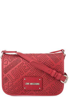 Маленькая красная сумка с тиснением Love Moschino