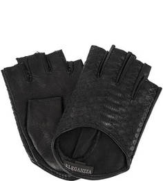 Митенки с вставкой из кожи питона Eleganzza