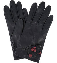 Синие перчатки из натуральной кожи Eleganzza