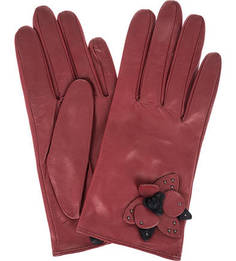 Красные перчатки из натуральной кожи Eleganzza
