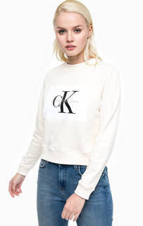 Хлопковый свитшот с логотипом бренда Calvin Klein Jeans