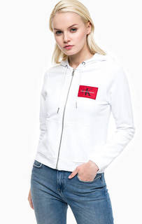 Белая толстовка с нашивкой Calvin Klein Jeans