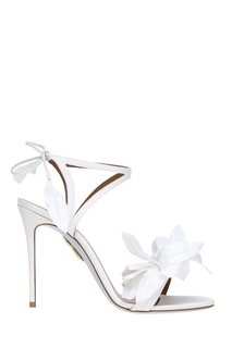 Босоножки из кожи и сатина Flora Sandal Bridal 105 Aquazzura