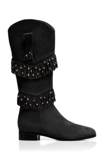 Замшевые сапоги Aquazzura x Claudia Schiffer Kentucky Boot Flat