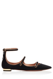 Черные балетки Aquazzura x Claudia Schiffer Sunny Star Flat