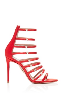 Босоножки из красного сатина Crystal Star Sandal 105 Aquazzura