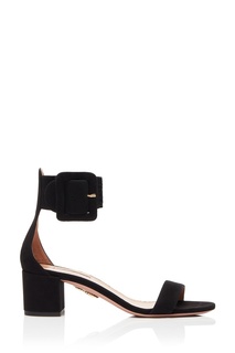 Черные замшевые босоножки с пряжкой Casablanca Sandal 50 Aquazzura