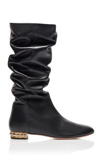 Черные кожаные сапоги Wyatt Boot Flat Aquazzura