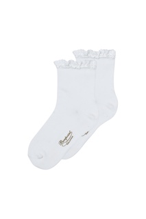 Хлопковые носочки белые с логотипом Bonpoint