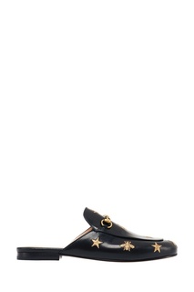 Черные слиперы с пчелами и звездами Princetown Gucci