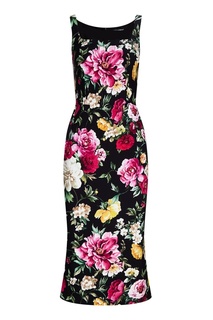 Черное платье с цветочным принтом Dolce & Gabbana